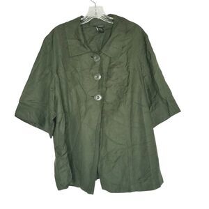 Lane Bryant Olive Green Blazer Jacket Linen Rayon Blend Women’s Plus Size 22